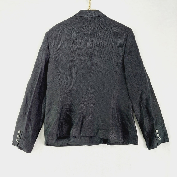 Liz Claiborne Black Double Button Notched Lapels Flap Pockets Blazer P7041 - Picture 4 of 7